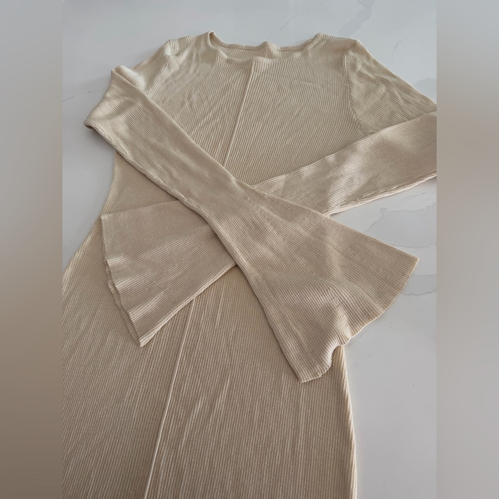 Commense Apricot Layered Ruffled Hem Knit Maxi Dress Sz M NWT - Picture 10 of 10